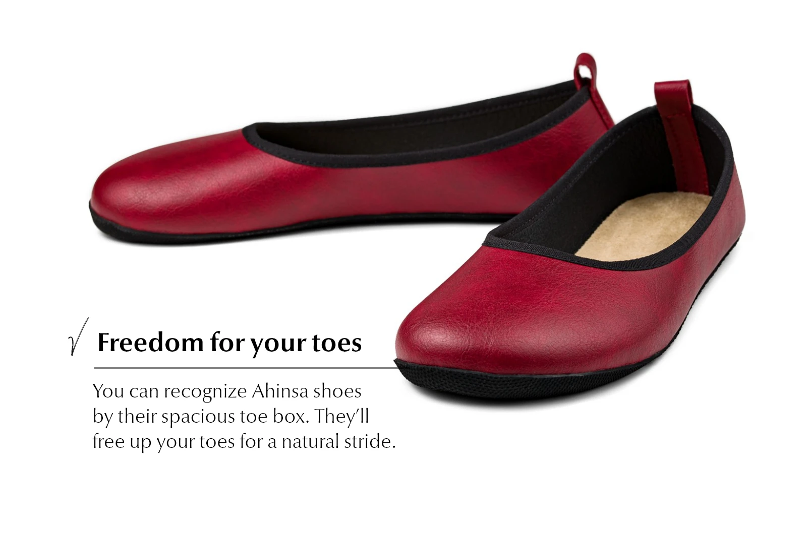 Балетки Ahinsa Ananda Ballet Narrow Barefoot — бордовый, фото 3